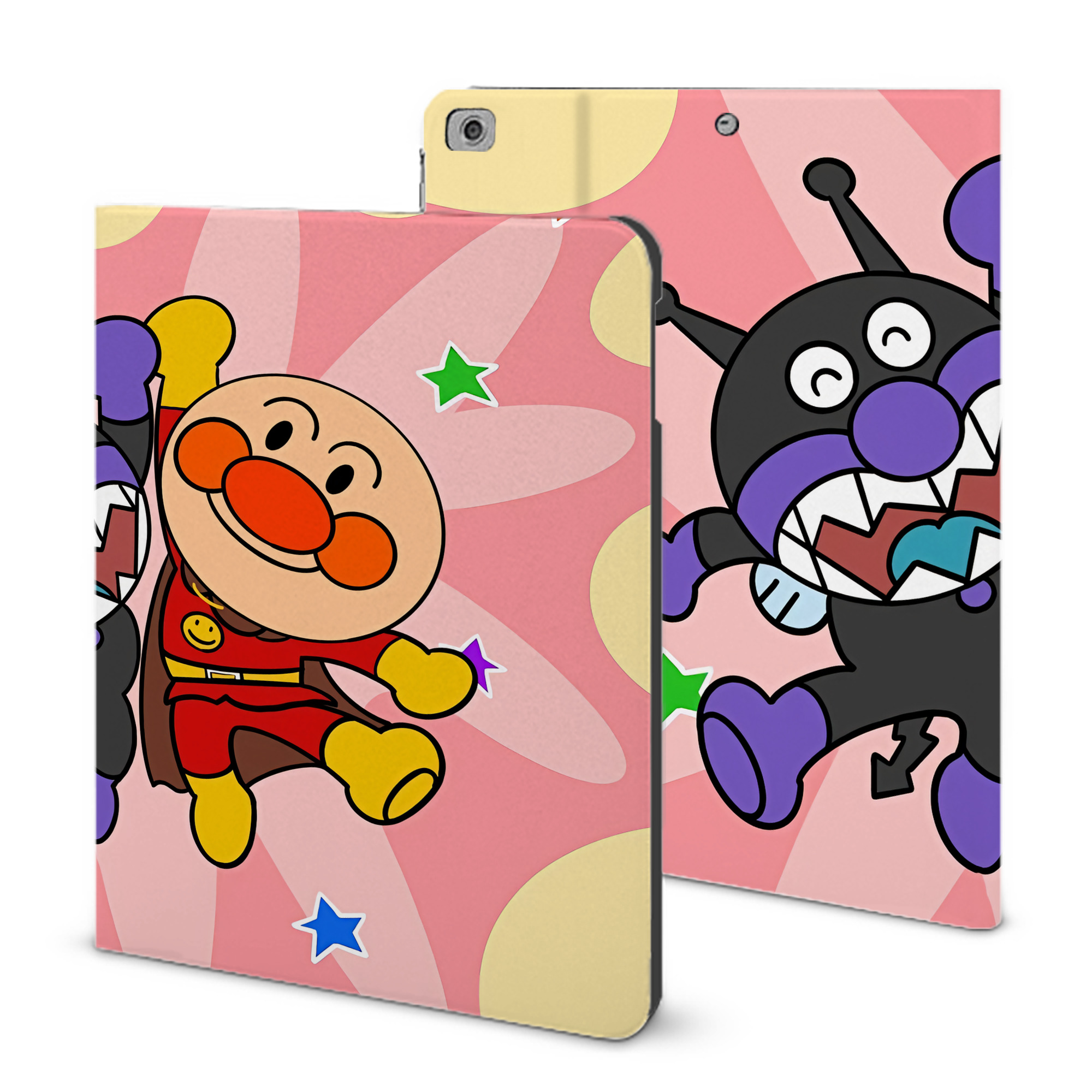 （画像用） アンパンマン Anpanman IPad ケース ブック型 PUレザー TPU 耐衝撃 軽量 薄型 ペン収納なし 全面保護 IPad 各モデル対応
